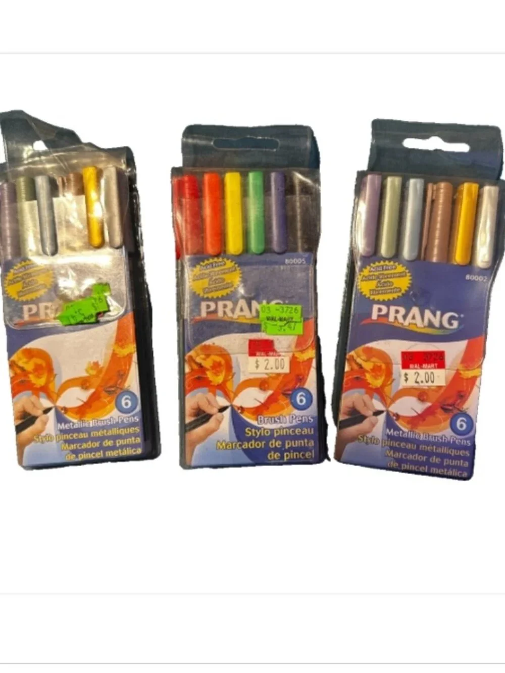 Lot of 3 Prang Brush Pens Sets Metallic & Classic 6 Count Acid Free Art Markers